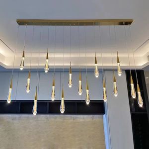 Escalier lampes suspendues en cristal moderne minimaliste créatif Restaurant Bar cristal clair salon lampe suspendue luminaire Led