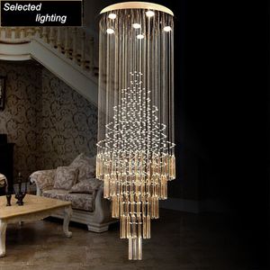 Lámpara colgante moderna con forma de gota de lluvia para sala de estar, candelabros de escalera, lámparas de techo de cristal de AC110-240V