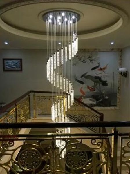 Escaleras luces lámpara colgante largo lightLED villa espiral giro línea de pesca paquete personalizado burbuja columna de cristal sala de estar LLFA