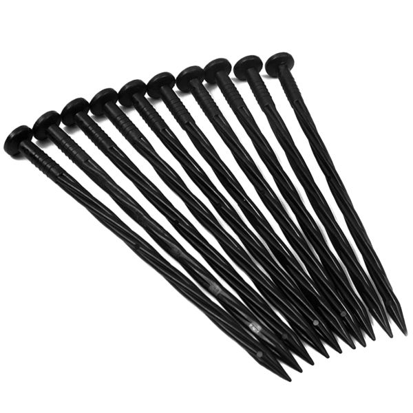 Piquets universels pour Patio, 25 pièces, fixation de pavé en spirale, clou de sol en plastique noir, piquets d'ancrage de jardin, bordure de pelouse, tente