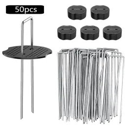 Entraîneurs 50pcs Agrafes de paysage Gaskets Garden Stakes Stakes Pins Agculates Antaples Antirust Ground Sod Pins Yard Stakes For Weed Fabric Tubes