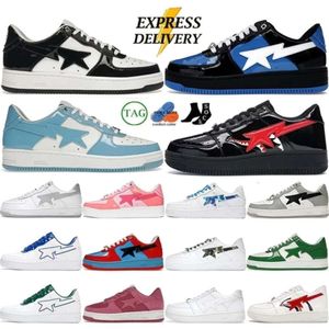 Staly STA Chaussures Casual SK8 Hommes Femmes Plateforme Baskets Noir Brevet Bleu Orange Vert Blanc Pastel Rose Rouge Jaune Baskets Sport Scarpes