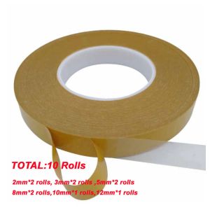 Stempel 10 Rolls 50m/rol Dubbele zijtape Pet Acryl Lijm Traceless Clear Strong Transparant voor cadeauverpakking Paper Craft School