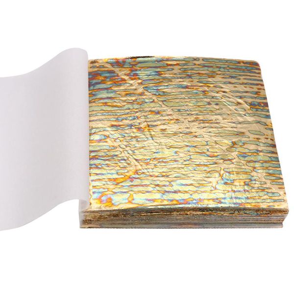 Embarque 14x14cm imitation colorée feuille de feuille d'or feuille d'or variée 50pcs / livret pour clou de gilding artisanat en papier décoration de meubles