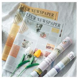 Estampado 20 sheeets impermeables vintage colorido periódico kraft papel engrosamiento de papel engrosado papel de regalos