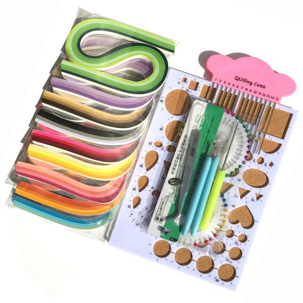 Stamping 2021 Nouveaux kits de quilling avec stylos Quilants / pinceaux / tableaux de travail / broches et bandes de papier