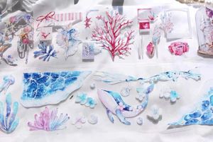Stempel Mooie Ocean Diary Crystal Washi Pet Tape Planner Diy Card Making Scrapbooking Plan Decoratieve sticker