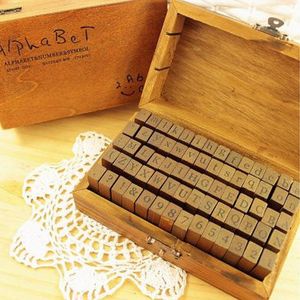 Stamps 70 40 30Pcs Box Letter A Z DIY Decorative Seal Orthographic Wooden Box Vintage Craft Digital English Alphabet Seal 230111