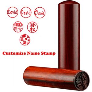 Stempelingen Aangepaste Engelse Chinese houten naamzegel Portable Persoonlijk Handaccount Hak voor vriend Children Student Picture Seal 230320