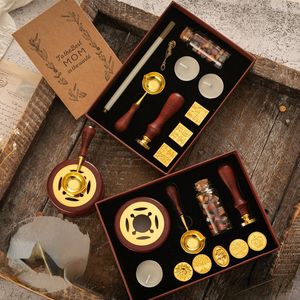 Sellos Retro Christmas Elk Stamp Head Wax Particle Set Creative Fire Paint Seal Handle Scoop para DIY Cuenta de mano Sobre Decoración 230317