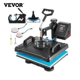 Sellos Vevor Heat Press 15x12 pulgadas 5/6/8 en 1 Sublimación multifuncional digital Rotación de 360 grados para camisetas Taza de sombrero PLACA