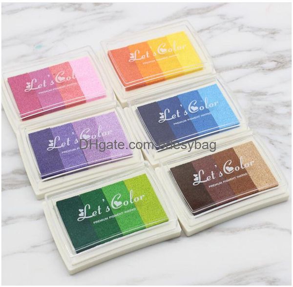 Sellos, venta al por mayor, 1 Uds., almohadilla de tinta de Color degradado casera Diy, decoración de almohadilla de tinta multicolor, sello de huellas dactilares, accesorios para álbum de recortes, 7,8X5,5 CM