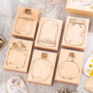 Stamps Yoofun Large Size Vintage Dream in Bottle Wooden Stamp Journaling Scrapbooking DIY Wood Bottles Retro Stationery 230703