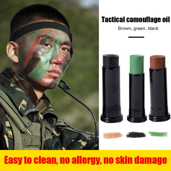 Stand 3pcs Military Woodland Camouflage camo couleur crème crème de corps de peinture pour visage de peinture pour le costume d'huile de camouflage de champ extérieur