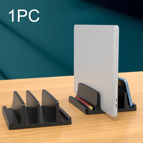 Stand 4 dans 1 ordinateur portable support portable vertical non glissement noir espace sauvegarde de téléphones portables universels pour le stockage de porte-ordinateur