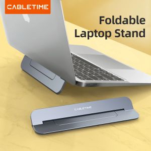Stand CableTime Laptop Stand opvouwbare wasbare Wasbare Slim Riser Heat Dissipation Space Gray Holder voor 11/13/17 inch Laptop Notebook C417