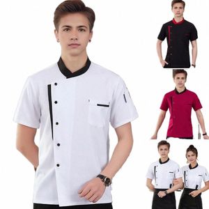 Chef-shirt met opstaande kraag Ademend unisex chef-kokshirt met opstaande kraag Borstzakken Ideaal voor restaurantbakkerij Hoteluniformen g0PA#