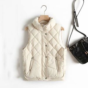 Stand Collier Zipper Pocket Gilet Femme Automne Hiver Diamond Veston Veste Veste Femme Vestes Automne Printemps Femmes Chaud 201028