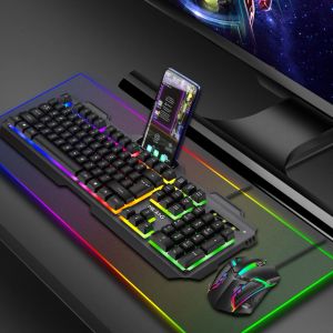 Stel Computer Gamer Backlit KeyCaps USB Wired Gaming Toetsenbord + Mouse ComboS -kits