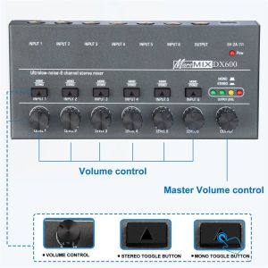 Stand dx600 Interface audio 6 Amplificateur de casque stéréo à 8 canaux