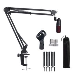 Support de support de microphone d'enregistrement extensible suspension de la suspension des ciseaux de flèche support de support avec micro-clip table de montage