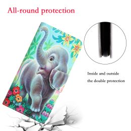 STAND FLIP CASE PARA OPPO A17 A57 A57S A77 A54 A54S A74 A94 A53S A16 A36 A76 A96 F21 Pro 5G Cubierta de cuero pintado con animales