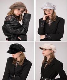 Stand Focus Femmes Fausse Fourrure Cabbies Gatsby Gavroche Chapeau Dames Mode Élégant Hiver Chaud Thermique Noir Marron Beige Gris5686948