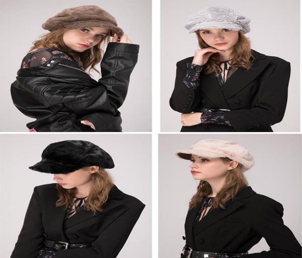 Stand focus women fausse cabbies gatsby newsboy chapeau cap dames mode élégant hiver chaud thermique noir beige brun gris 1893766