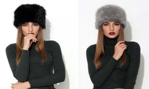 Stand focus vrouwen faux bont pilbox Russische Kozakken beanie hoed cap dames mode stijlvol winter pom dikke warm zwart grijs7771509