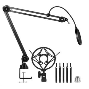 Stand micro boom bras stand stand a réglable jeu microphone boom scissor bras bras stand avec liens de câble pour boule de neige bleu d'autres micros