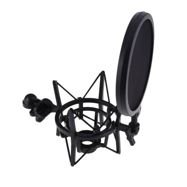 Support de choc microphone Mémoire de suspension professionnelle SUSPENSION avec écran de filtre de bouclier Studio Studio noir