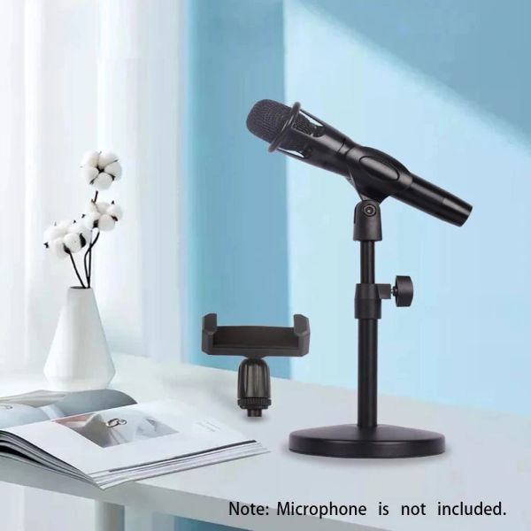 Support de microphone support de téléphone portable Téléphone Clip de téléphone micro Mic Blamp Table ajusté Mic Stand avec base pour la conférence Speech