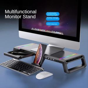 Stand Monitor Stand Desktop RGB Gaming Light met USB 2.0 Hub Laptop Stand Multifunctionele Monitor Desktop Extension Stand met houder