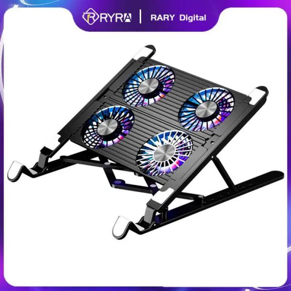 Stand ryra refroidisseur fan cahier radiateur radiateur d'ordinateur portable pour ordinateur portable avec 2/4 ventilateurs de jeu ordinateur portable stand de concodeur d'ordinateur.