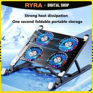 Stand Ryra Gaming PC Laptop koeler 2/4 stille ventilator vouwen laptop koelkussen ondersteuning draagbare hoogte verstelbare standaard voor 1117,3 inch