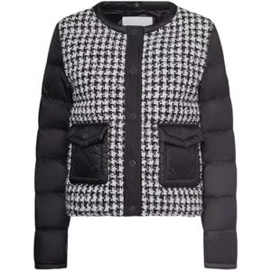 Chaqueta de plumas de pata de gallo para mujer, chaqueta acolchada con diseño de moda de invierno, chaquetas con insignia para el brazo, abrigo cálido para mujer, talla 1 a 4, novedad de 2024