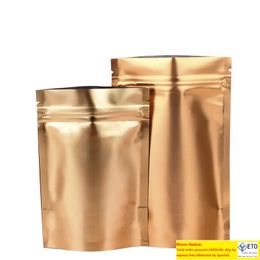 Stand op gouden aluminium foliefas voor gedroogd voedsel snackpoeder pakket hersluitbaar doypack mylar pakket