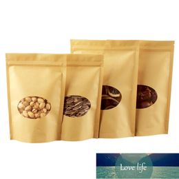 Stand Up Kraft Paper Clear Oval Venster Zip Lock Tassen Hersluitbare Voedsel Vlees Kruid Smaak Display Papier Warmte Afdichting Pakket Pouches Factory Prijs Expert Design Quality