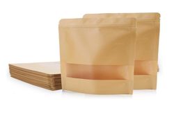 Sacs en papier Kraft debout avec fenêtre givrée, pochette de rangement à fermeture éclair pour biscuits Doy LZ04924839034