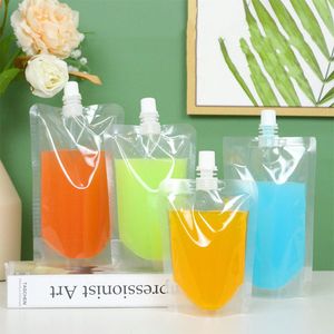 Levántese la bolsa de plástico para envasar bebidas 50ml 100ml 150ml 200ml 300ml Bolsa con boquilla para bebidas Jugo Leche Banquete de boda Bolsas para beber con boquilla