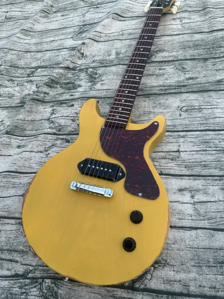 Guitare électrique Standard, jaune TV, mat, mécanisme d'usure, accordeur rétro blanc lait, pack Lightning