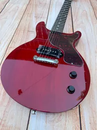 Guitarra eléctrica estándar, incrustación de perla blanca, rojo transparente, afinador retro, en stock, paquete Lightning