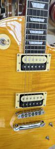 Guitare électrique standard, gradient de motif de tigre jaune, garde de signature, en stock, paquet de foudre