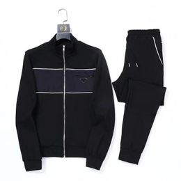 Col montant veste pour hommes veste de créateur hommes manteau mode veste décontractée pur coton triangle logo imprimé veste + pantalon ensemble extérieur léger ensemble de vêtements de sport