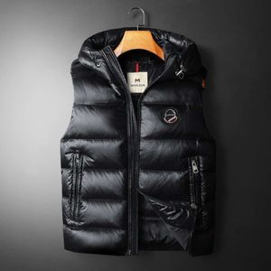 Gilet de collier debout, vêtements pour l'automne et l'hiver, nouvelle marque à la mode, camisole, veste de canard blanc brillant, veste pour hommes