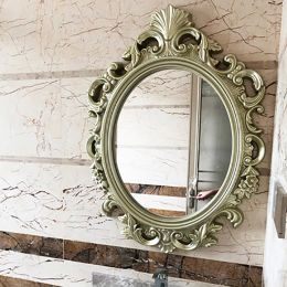 Pocket debout articles ondulés miroir chambre nordique antique douche or miroir miroir maquillage intérieur specchio salle esthétique