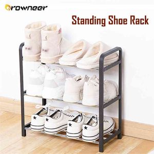 Standing Shoe Rack Plastic Stalen Pijp Schoenen Opslag Plank Multi Layer Black Silver Woonkamer Organizer Maximale zicht 210811