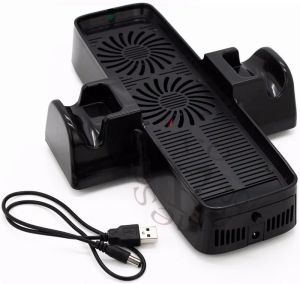 Supporte 3 en 1 stand de ventilateur de fraîcheur de station de charge de charge verticale avec câble USB pour Microsoft pour la console Slim Xbox 360