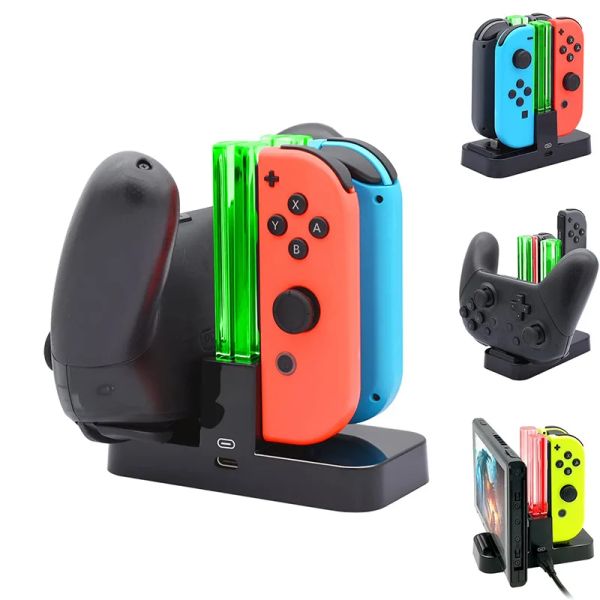 Stands 4 IN1 Dock de charge pour Nintend Switch Joycon Controller LED Charger pour Nintendo Switch Pro GamePad Charge Stand Switch Lite