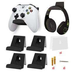 Stands Paquete de 4 soportes para controlador de juego, soporte de gancho para auriculares para PS5/PS4/Xbox One/Xbox Elite Series/8BitDo/Switch Pro Controller Wall Mount
